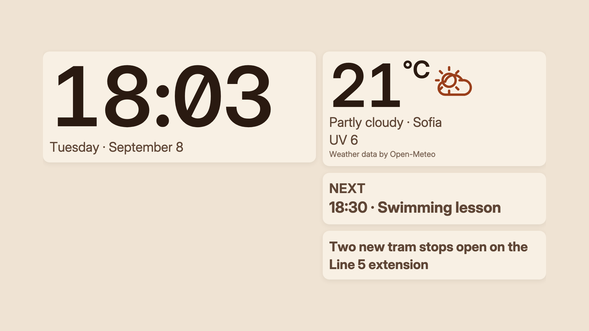 Terracotta dashboard with synthetic sample data